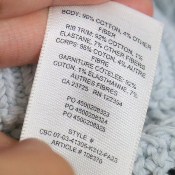 Aritzia Wilfred Free Afterglow Glacier Blue Mesh Cotton Boatneck Sweater Small - Picture 7 of 9